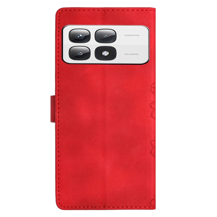 For Xiaomi 14T Pro Cherry Blossom Butterfly Skin Feel Embossed PU Phone Case