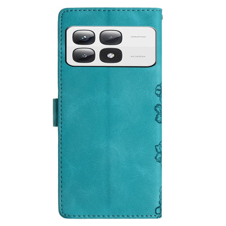 For Xiaomi 14T Pro Cherry Blossom Butterfly Skin Feel Embossed PU Phone Case