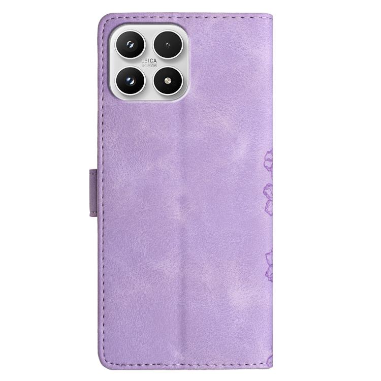 For Xiaomi 17 Cherry Blossom Butterfly Skin Feel Embossed PU Phone Case