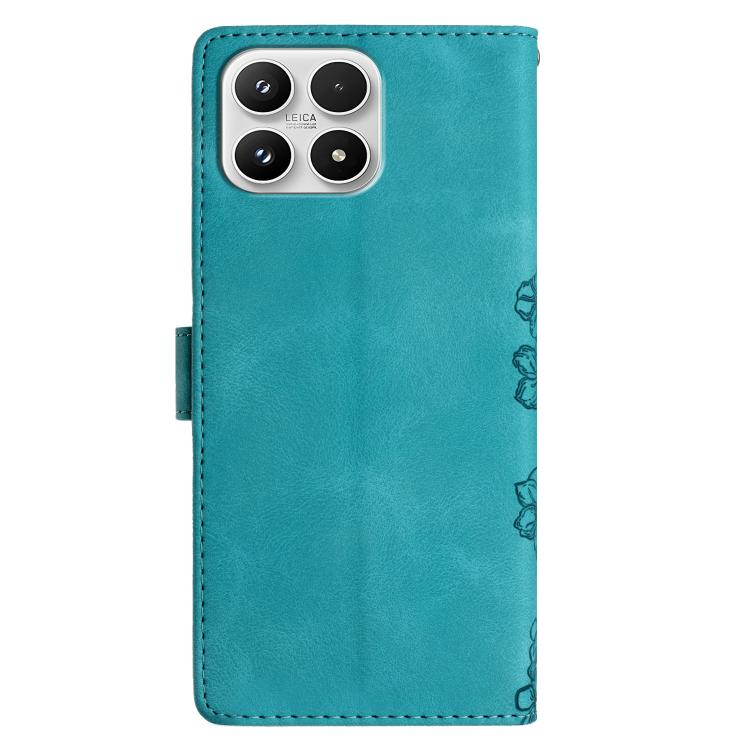 For Xiaomi 17 Cherry Blossom Butterfly Skin Feel Embossed PU Phone Case