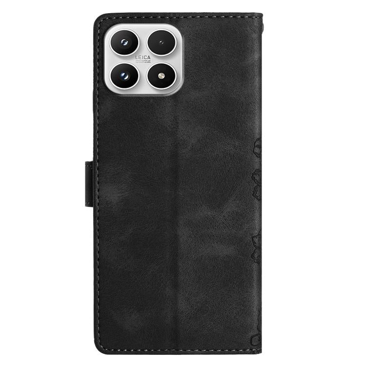 For Xiaomi 17 Cherry Blossom Butterfly Skin Feel Embossed PU Phone Case