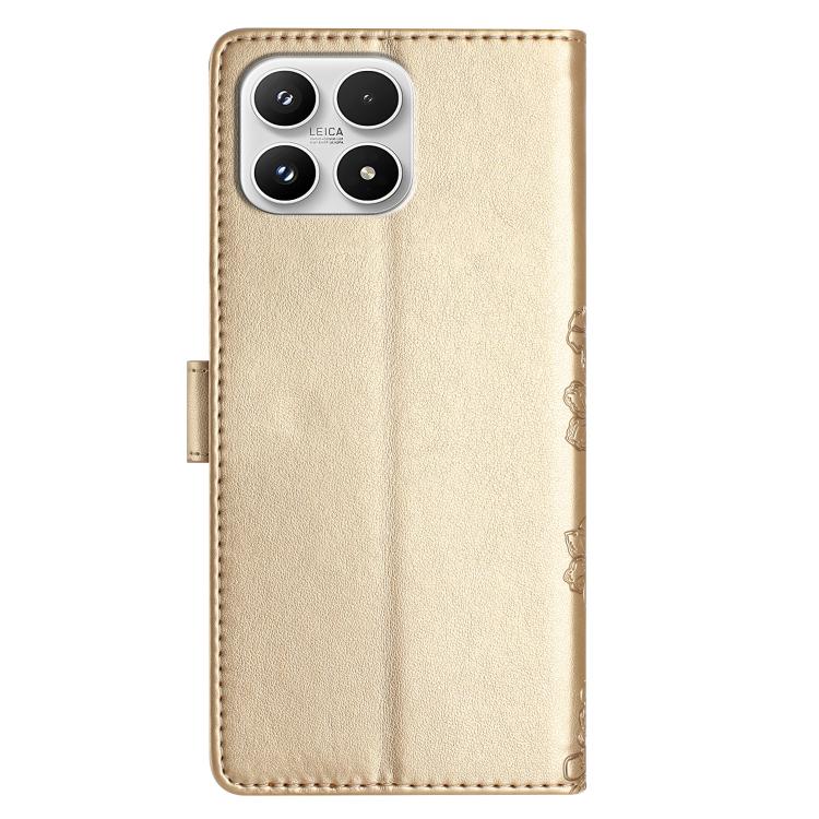 For Xiaomi 17 Cherry Blossom Butterfly Skin Feel Embossed PU Phone Case
