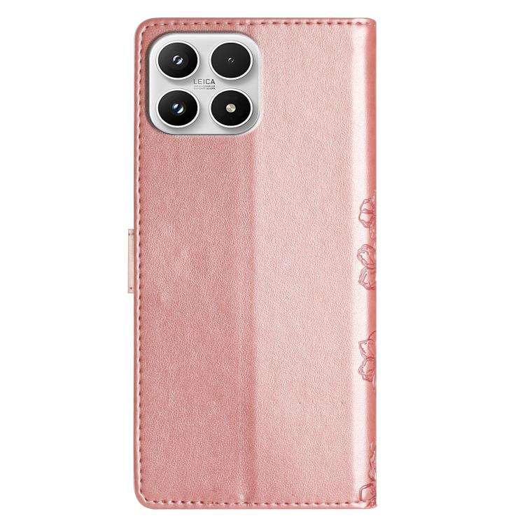 For Xiaomi 17 Cherry Blossom Butterfly Skin Feel Embossed PU Phone Case