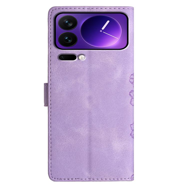 For Xiaomi 17 Pro Cherry Blossom Butterfly Skin Feel Embossed PU Phone Case