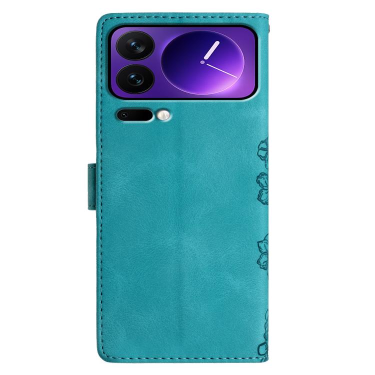 For Xiaomi 17 Pro Cherry Blossom Butterfly Skin Feel Embossed PU Phone Case