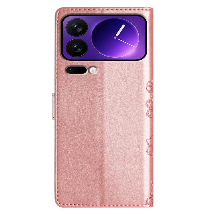 For Xiaomi 17 Pro Cherry Blossom Butterfly Skin Feel Embossed PU Phone Case
