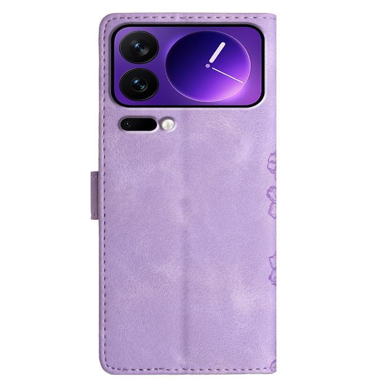 For Xiaomi 17 Pro Max Cherry Blossom Butterfly Skin Feel Embossed PU Phone Case