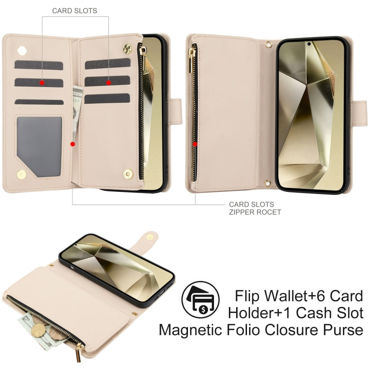 For Samsung Galaxy S24 Ultra 5G YM016 Rhombic Zipper Card Wallet Leather Phone Case with Lanyard