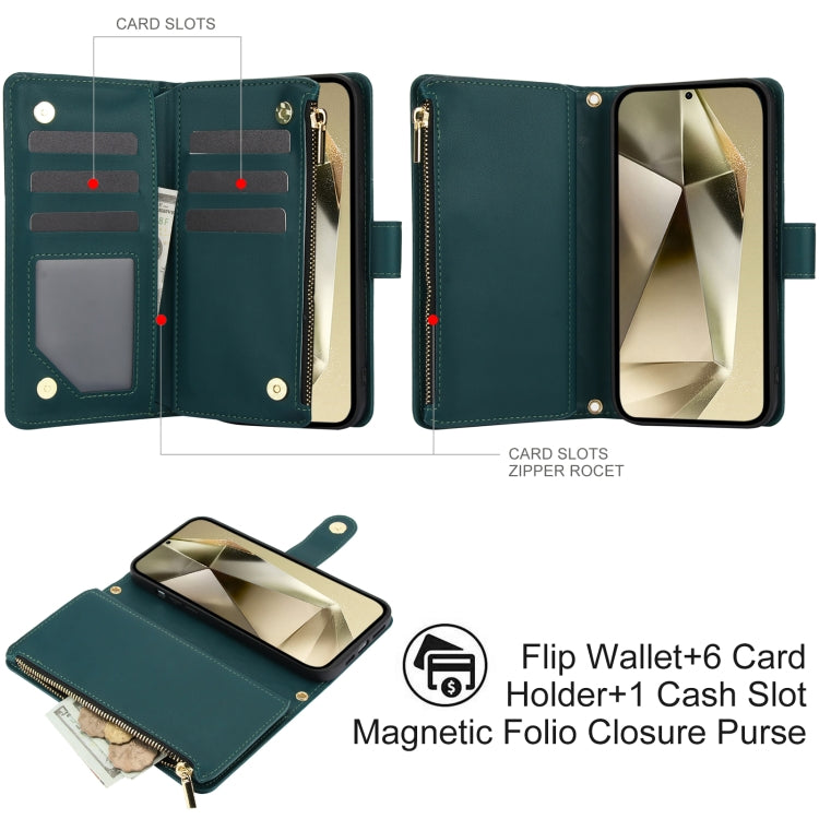 For Samsung Galaxy S24 Ultra 5G YM016 Rhombic Zipper Card Wallet Leather Phone Case with Lanyard