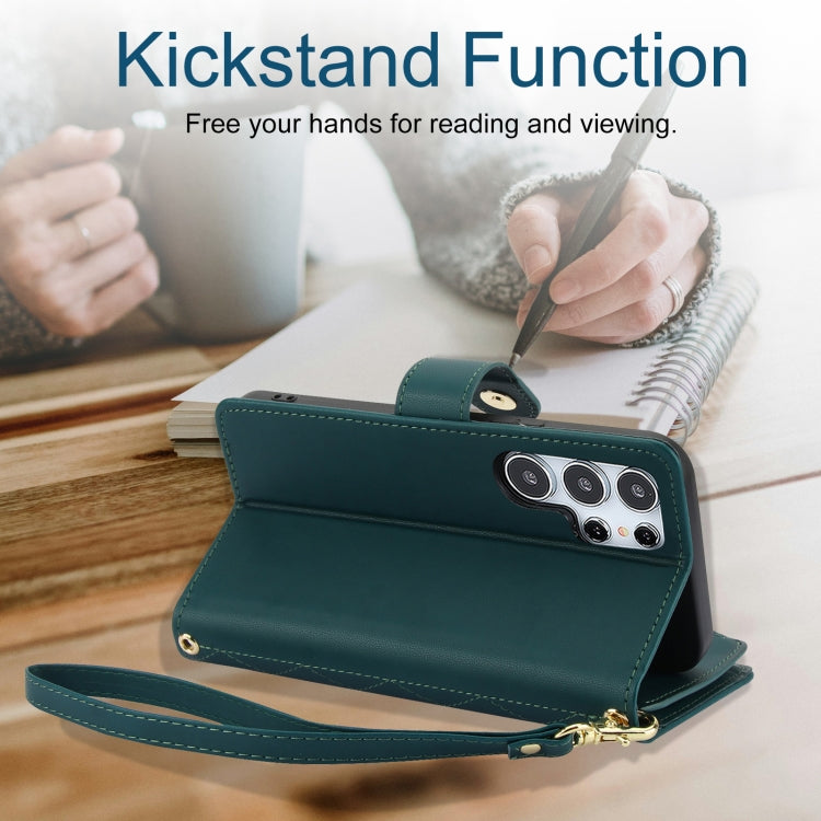 For Samsung Galaxy S24 Ultra 5G YM016 Rhombic Zipper Card Wallet Leather Phone Case with Lanyard