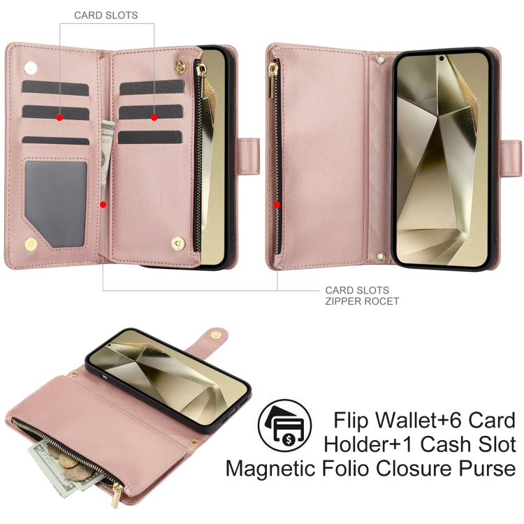 For Samsung Galaxy S24 Ultra 5G YM016 Rhombic Zipper Card Wallet Leather Phone Case with Lanyard