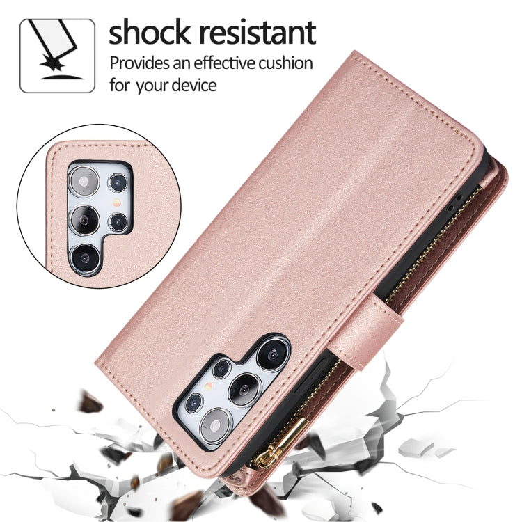 For Samsung Galaxy S24 Ultra 5G YM016 Rhombic Zipper Card Wallet Leather Phone Case with Lanyard