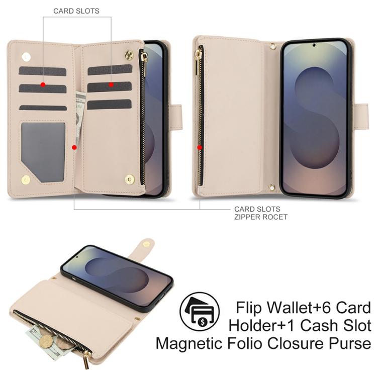 For Samsung Galaxy S25 Ultra 5G YM016 Rhombic Zipper Card Wallet Leather Phone Case with Lanyard