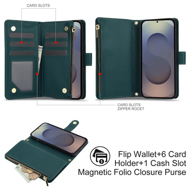 For Samsung Galaxy S25 Ultra 5G YM016 Rhombic Zipper Card Wallet Leather Phone Case with Lanyard