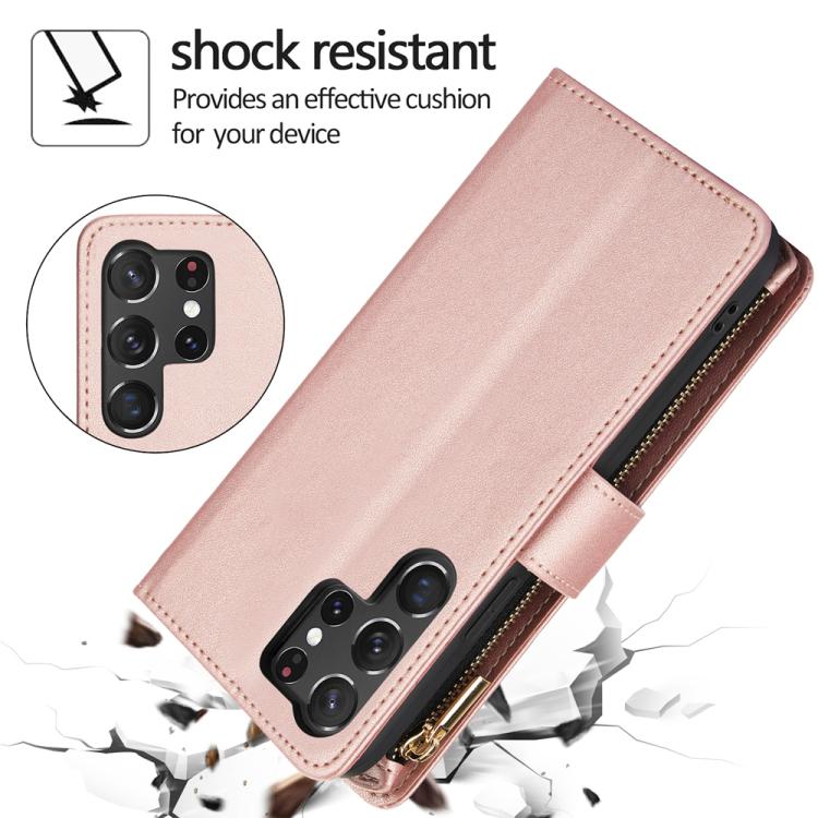 For Samsung Galaxy S25 Ultra 5G YM016 Rhombic Zipper Card Wallet Leather Phone Case with Lanyard