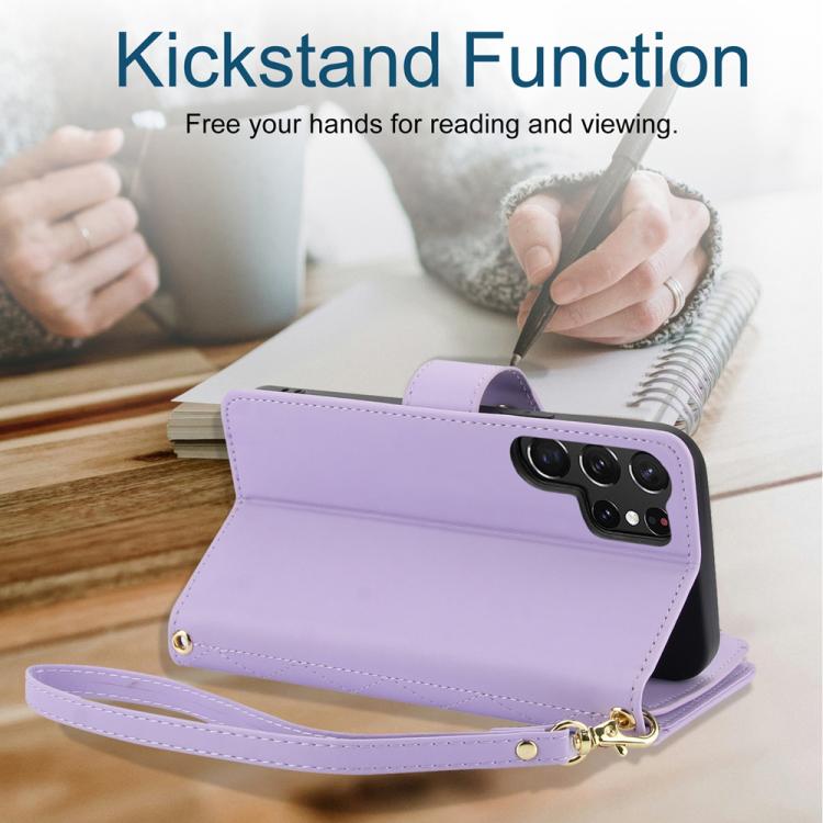 For Samsung Galaxy S25 Ultra 5G YM016 Rhombic Zipper Card Wallet Leather Phone Case with Lanyard