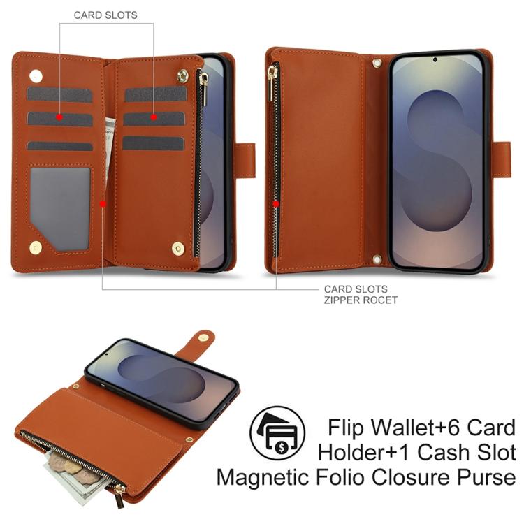 For Samsung Galaxy S25 Ultra 5G YM016 Rhombic Zipper Card Wallet Leather Phone Case with Lanyard