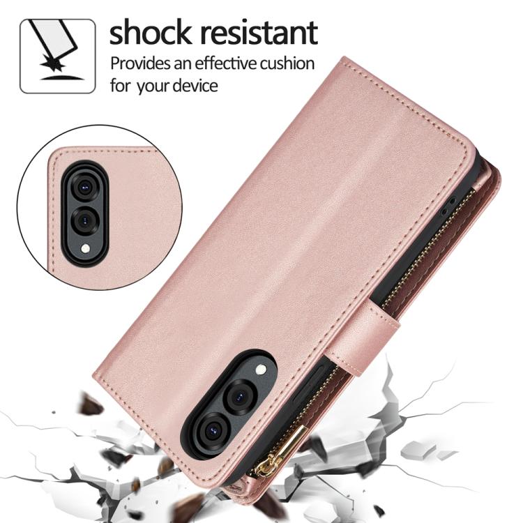 For Samsung Galaxy S25 Edge 5G YM016 Rhombic Zipper Card Wallet Leather Phone Case with Lanyard
