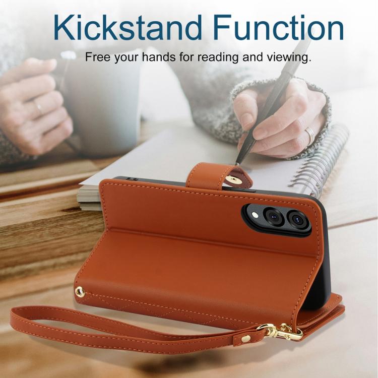 For Samsung Galaxy S25 Edge 5G YM016 Rhombic Zipper Card Wallet Leather Phone Case with Lanyard