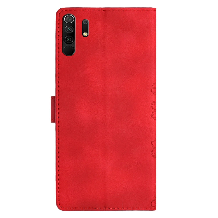 For Xiaomi Redmi 9 Cherry Blossom Butterfly Skin Feel Embossed PU Phone Case