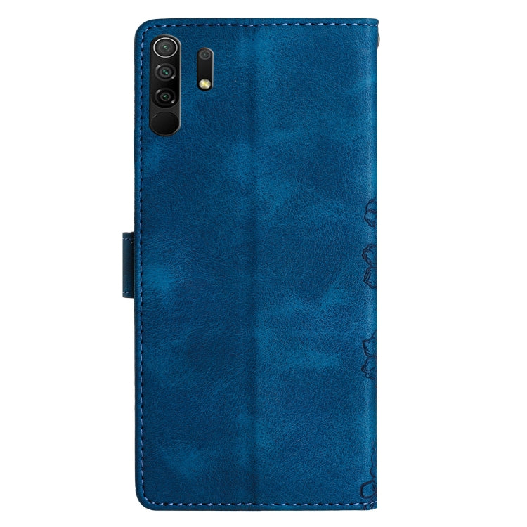 For Xiaomi Redmi 9 Cherry Blossom Butterfly Skin Feel Embossed PU Phone Case