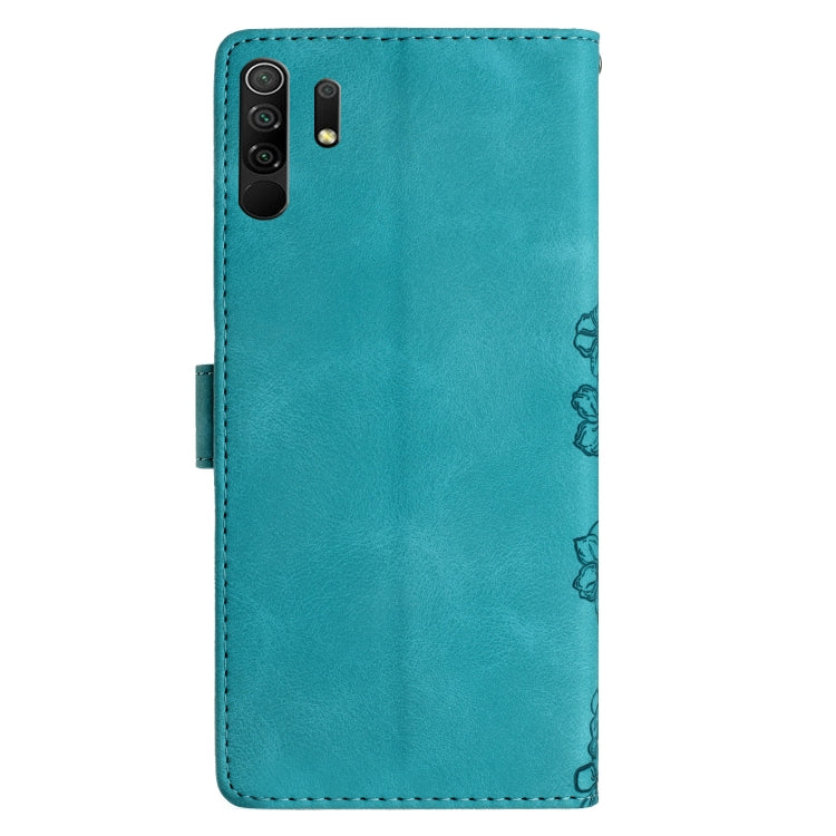 For Xiaomi Redmi 9 Cherry Blossom Butterfly Skin Feel Embossed PU Phone Case
