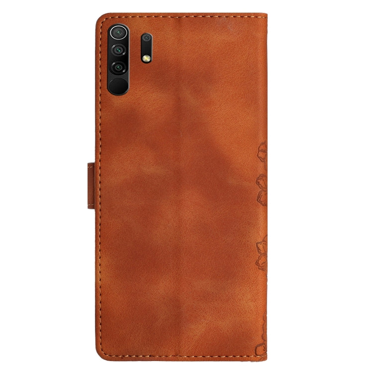 For Xiaomi Redmi 9 Cherry Blossom Butterfly Skin Feel Embossed PU Phone Case