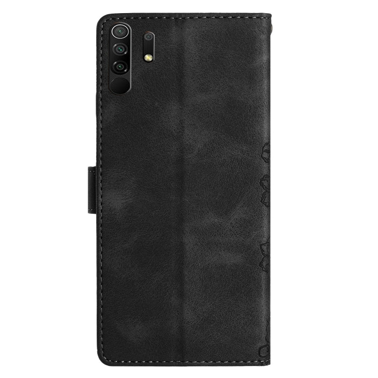 For Xiaomi Redmi 9 Cherry Blossom Butterfly Skin Feel Embossed PU Phone Case