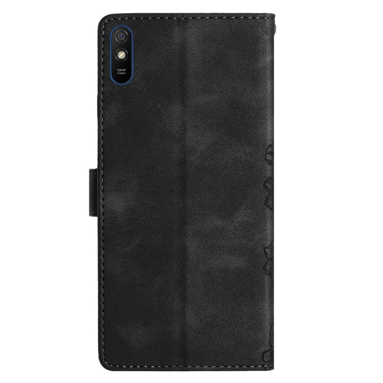 For Xiaomi Redmi 9A Cherry Blossom Butterfly Skin Feel Embossed PU Phone Case