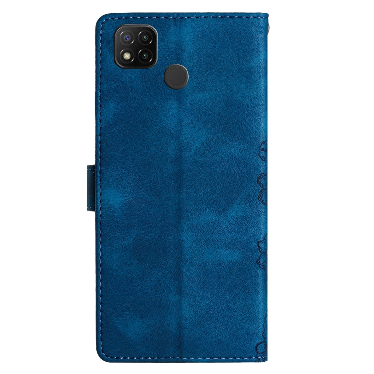 For Xiaomi Redmi 9C Cherry Blossom Butterfly Skin Feel Embossed PU Phone Case