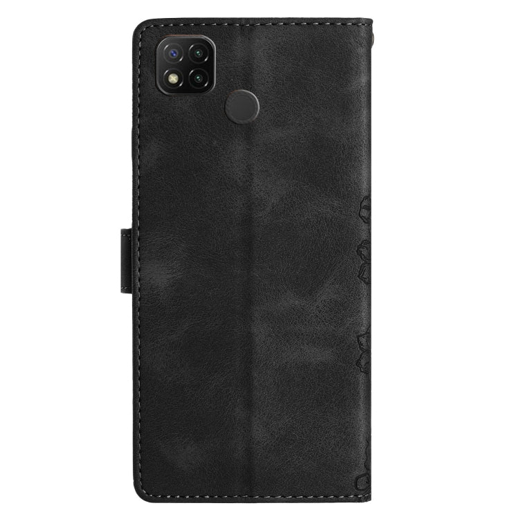 For Xiaomi Redmi 9C Cherry Blossom Butterfly Skin Feel Embossed PU Phone Case