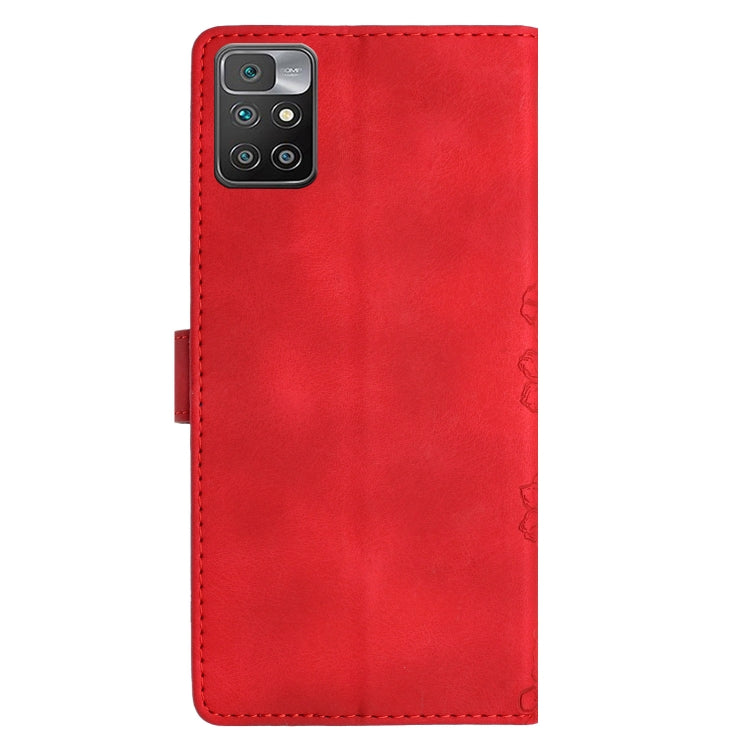 For Xiaomi Redmi 10 Cherry Blossom Butterfly Skin Feel Embossed PU Phone Case