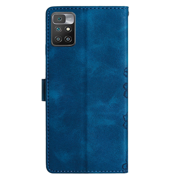 For Xiaomi Redmi 10 Cherry Blossom Butterfly Skin Feel Embossed PU Phone Case