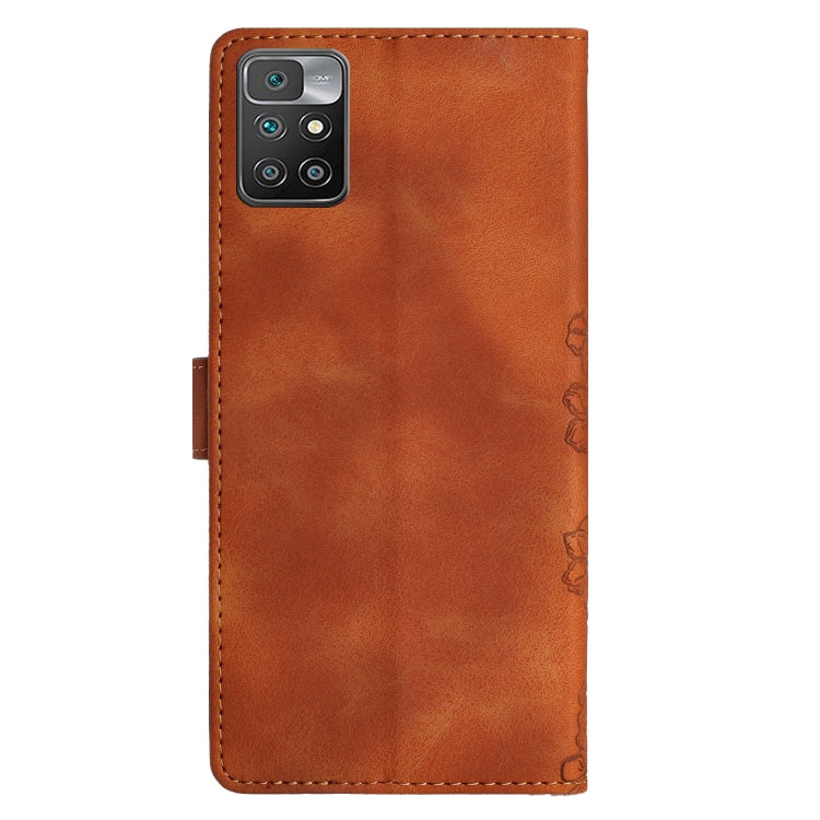 For Xiaomi Redmi 10 Cherry Blossom Butterfly Skin Feel Embossed PU Phone Case