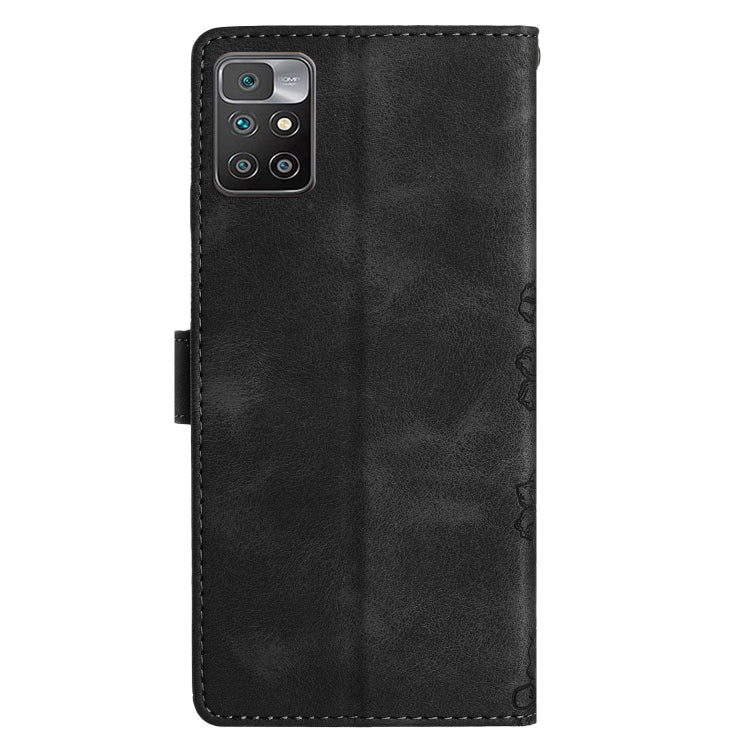 For Xiaomi Redmi 10 Cherry Blossom Butterfly Skin Feel Embossed PU Phone Case