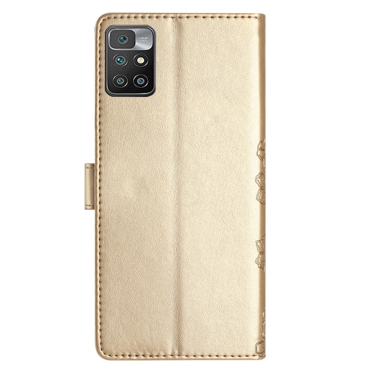 For Xiaomi Redmi 10 Cherry Blossom Butterfly Skin Feel Embossed PU Phone Case