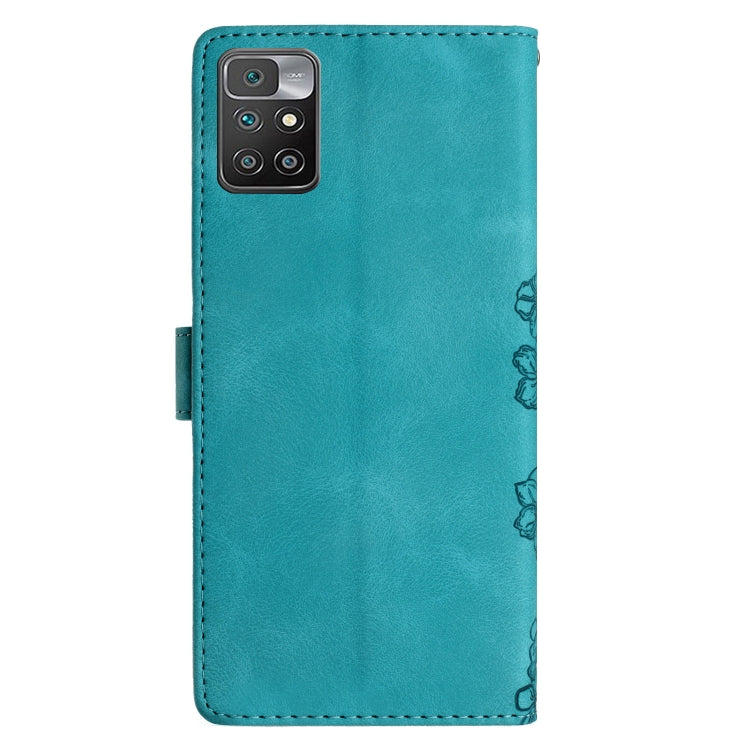 For Xiaomi Redmi 10 2022 Cherry Blossom Butterfly Skin Feel Embossed PU Phone Case