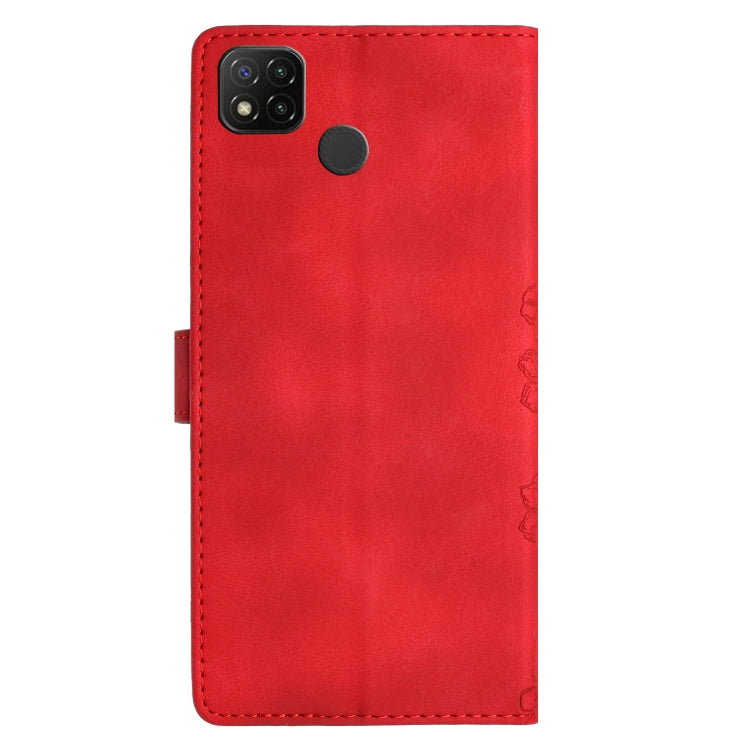For Xiaomi Redmi 10A Cherry Blossom Butterfly Skin Feel Embossed PU Phone Case