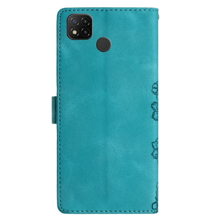 For Xiaomi Redmi 10A Cherry Blossom Butterfly Skin Feel Embossed PU Phone Case