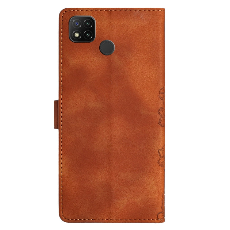 For Xiaomi Redmi 10A Cherry Blossom Butterfly Skin Feel Embossed PU Phone Case