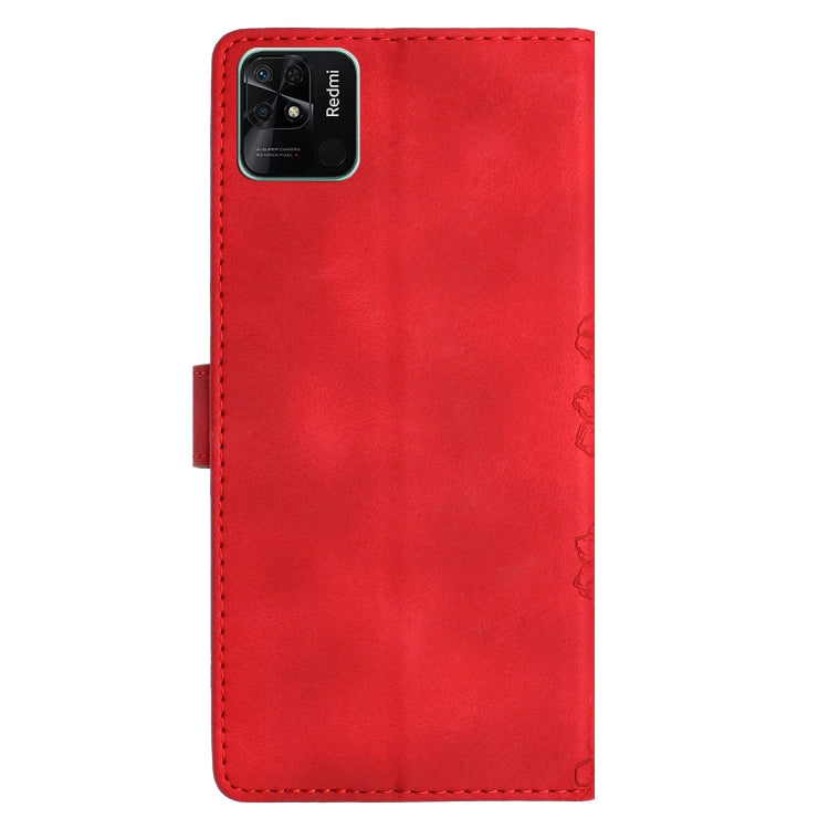 For Xiaomi Redmi 10C Cherry Blossom Butterfly Skin Feel Embossed PU Phone Case