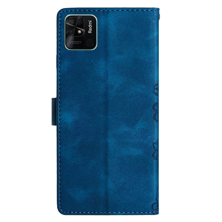 For Xiaomi Redmi 10C Cherry Blossom Butterfly Skin Feel Embossed PU Phone Case