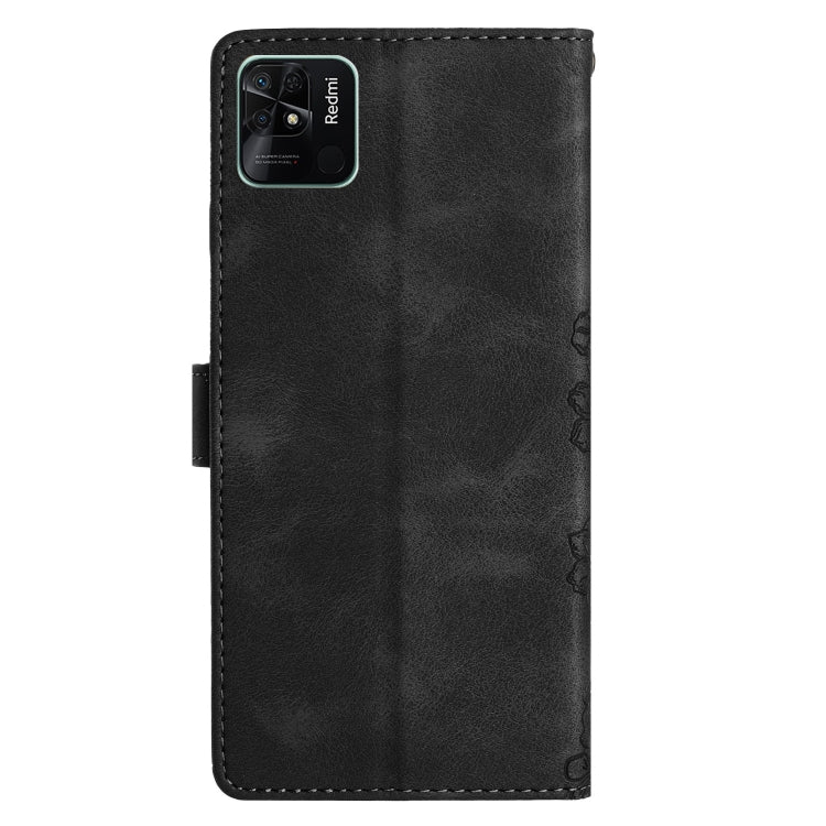 For Xiaomi Redmi 10C Cherry Blossom Butterfly Skin Feel Embossed PU Phone Case
