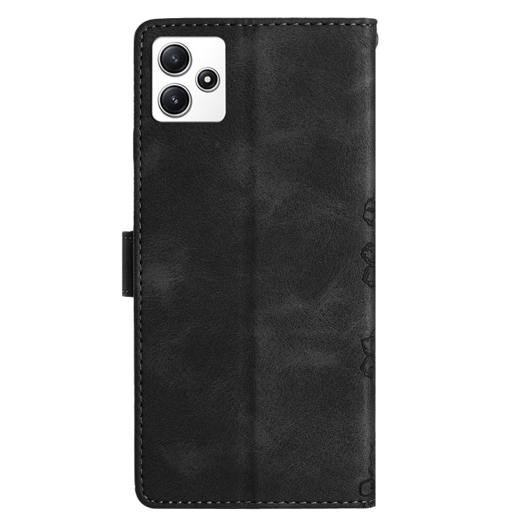 For Xiaomi Redmi 12 Cherry Blossom Butterfly Skin Feel Embossed PU Phone Case