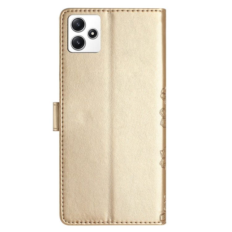 For Xiaomi Redmi 12 Cherry Blossom Butterfly Skin Feel Embossed PU Phone Case