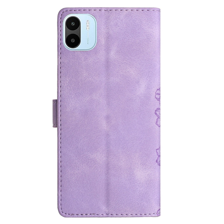 For Xiaomi Redmi A1 Cherry Blossom Butterfly Skin Feel Embossed PU Phone Case