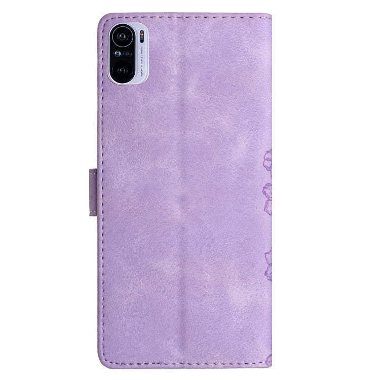 For Xiaomi Redmi K40 / K40 Pro Cherry Blossom Butterfly Skin Feel Embossed PU Phone Case