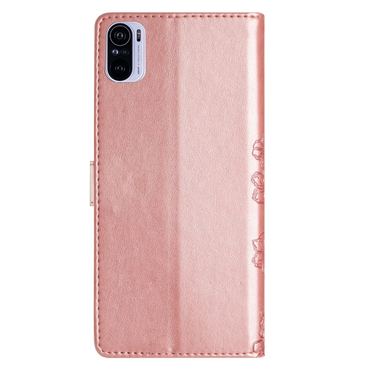 For Xiaomi Redmi K40 / K40 Pro Cherry Blossom Butterfly Skin Feel Embossed PU Phone Case