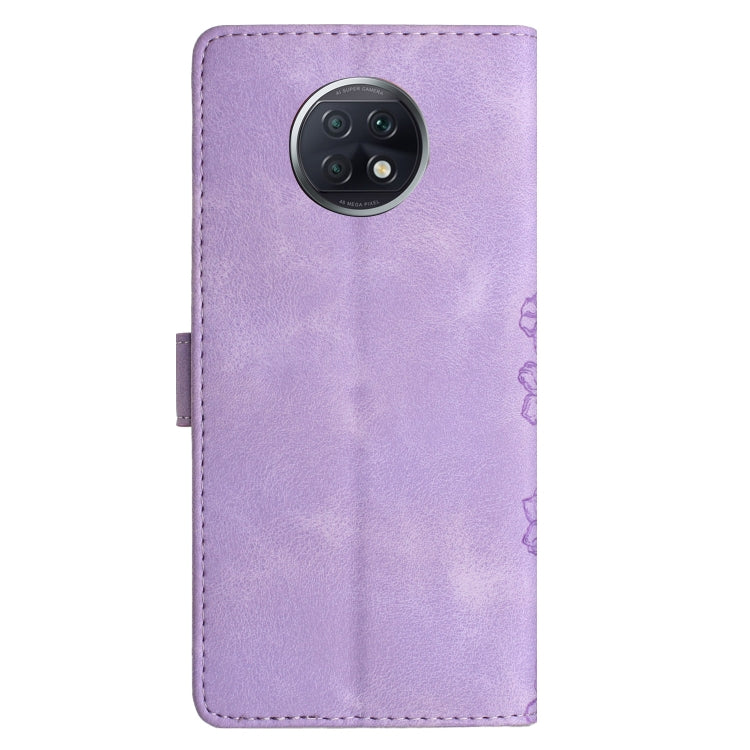 For Xiaomi Redmi Note 9 5G / Note 9T Cherry Blossom Butterfly Skin Feel Embossed PU Phone Case