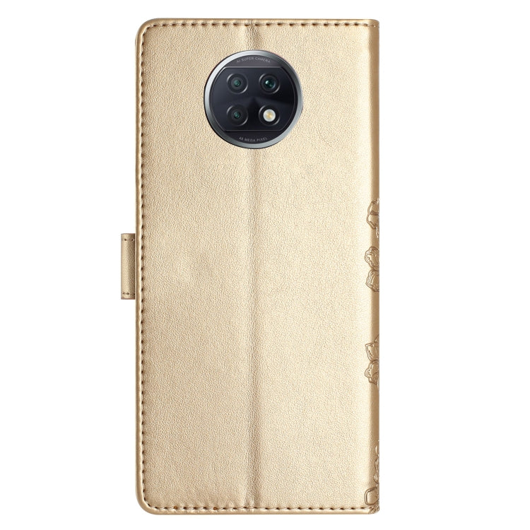 For Xiaomi Redmi Note 9 5G / Note 9T Cherry Blossom Butterfly Skin Feel Embossed PU Phone Case